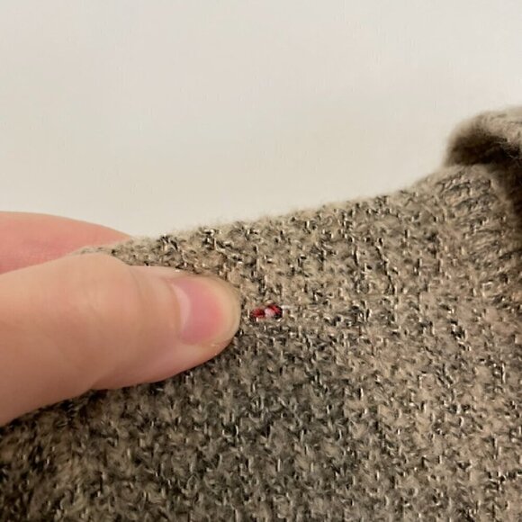 CALVIN KLEIN Beige Tan Black Marled Textured Knit Diamond Cowl Neck Fall Sweater - Picture 13 of 15